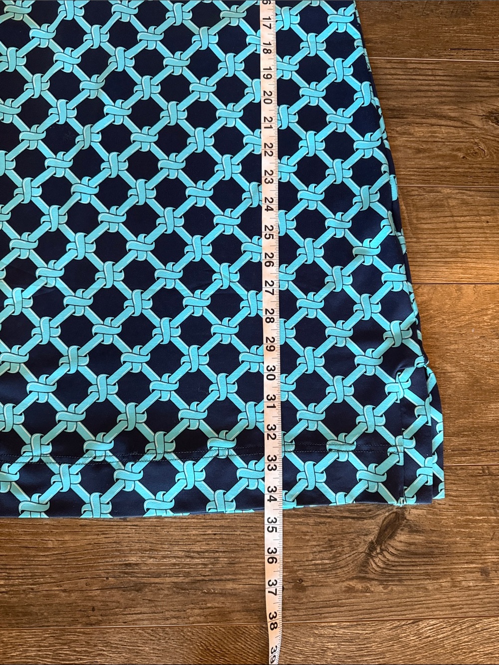 Lulu-B Navy and Teal Sleeveless V-Neck Printed Dress Size Small - Picture 5 of 7